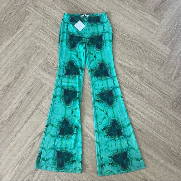 Adika Pants - Adika Green Flare Heart Pants